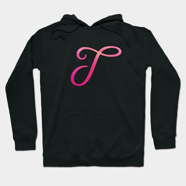 Letter T Monogram, Pink Color Personalized Design Hoodie by Star58